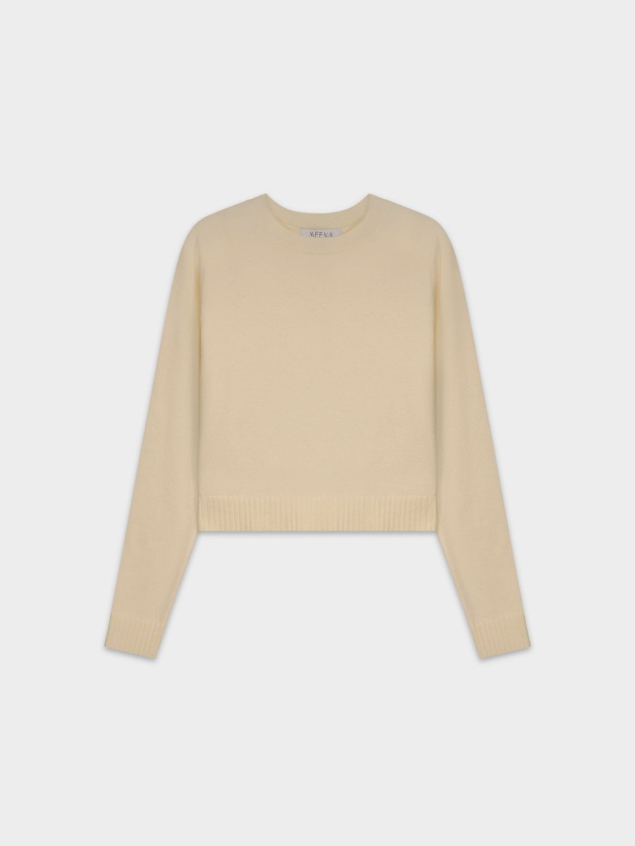 Wholesale Ribbed Band Sweater-Cream Tops