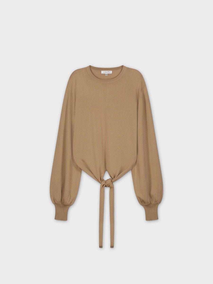 Online Front Tie Sweater-Taupe Sets