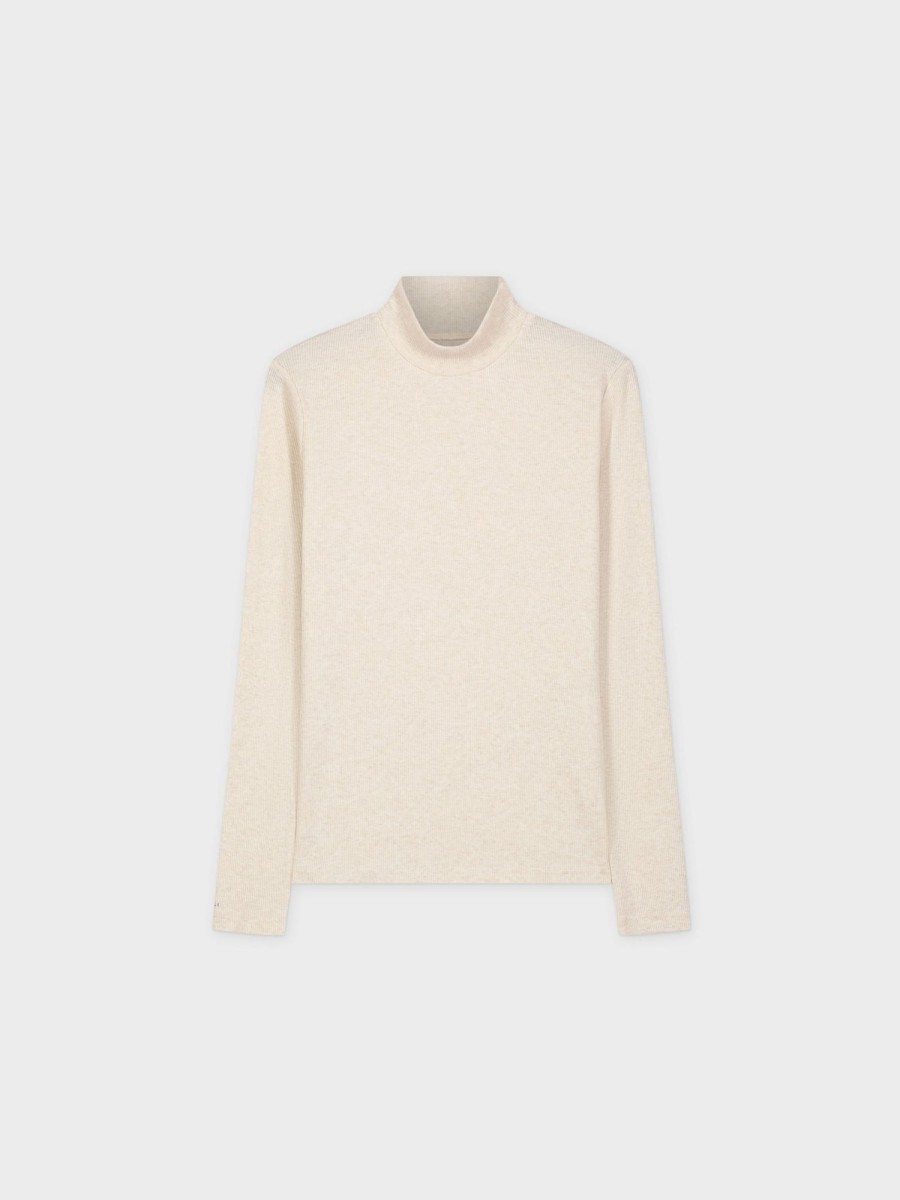 Online Heathered Turtleneck-Cream Tops