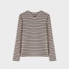 Best Thin Stripe High V Tee-Cream/Green Tees