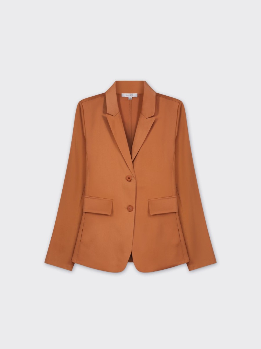 Clearance Satin Blazer-Bronze Tops