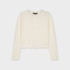 Hot Scalloped Crew Cardigan-Cream Teen Tops