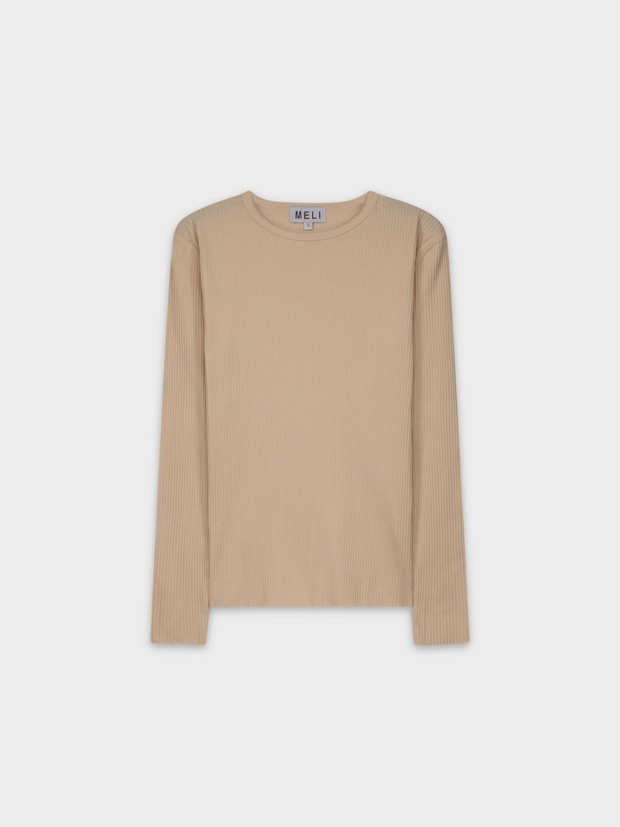 New Wide Ribbed Crew-Tan Tees