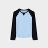 Wholesale Two Tone Baseball Tee-Light Blue/Black Tees