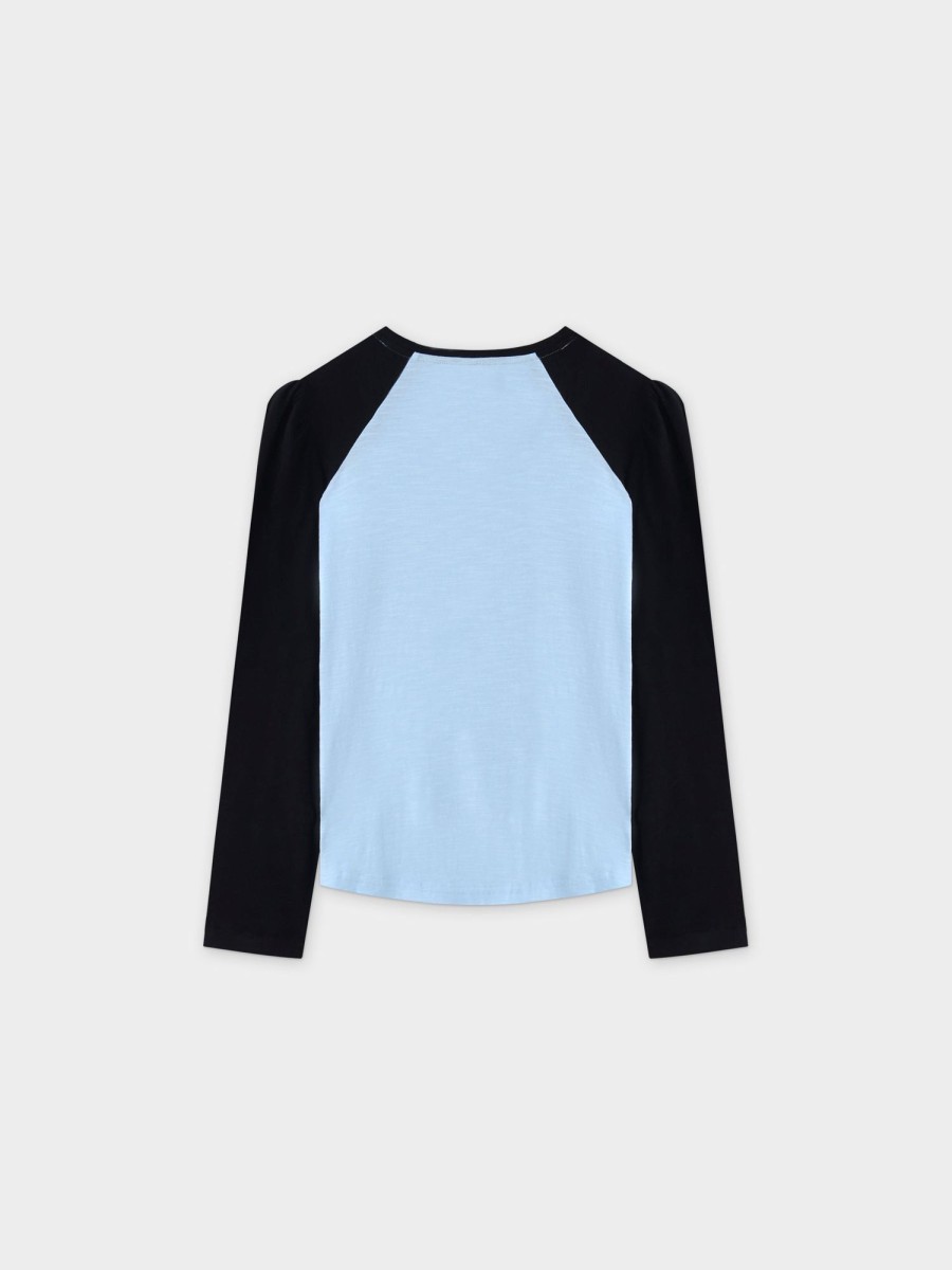 Wholesale Two Tone Baseball Tee-Light Blue/Black Tees