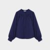 New Gathered Top Blouse-Navy Tops