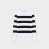 Hot Striped Cotton Sweater-Black Tops