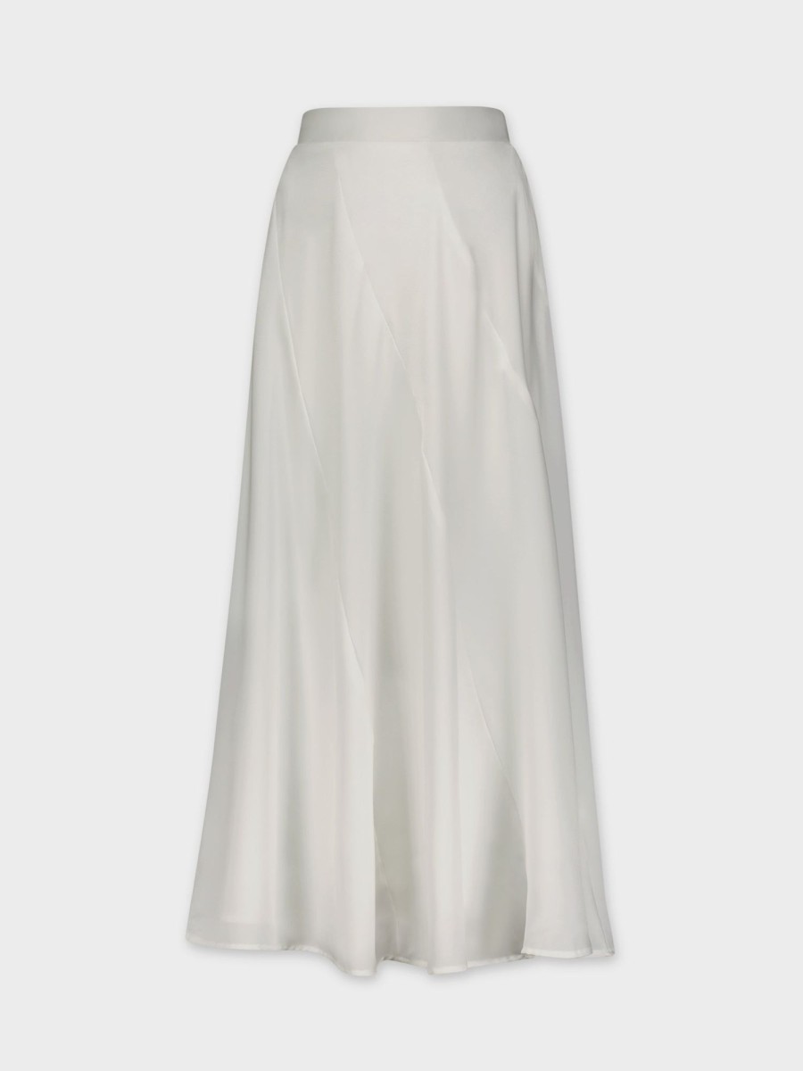 Hot Full Satin Skirt-White Skirts