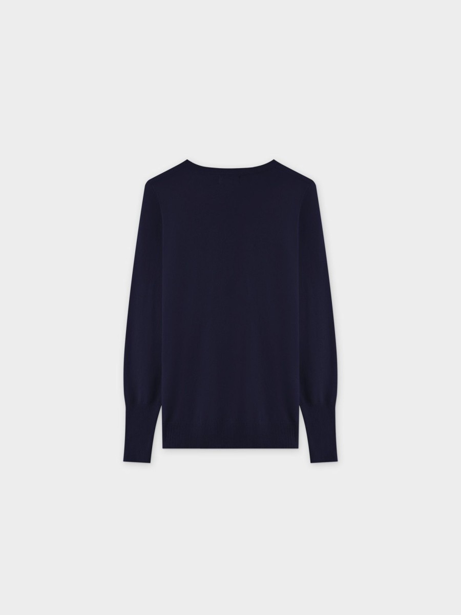 Wholesale Basic Crew Sweater Ls-Dark Navy Tops