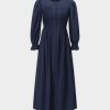 Hot Smocked Dress-Navy Blue Teen Dresses