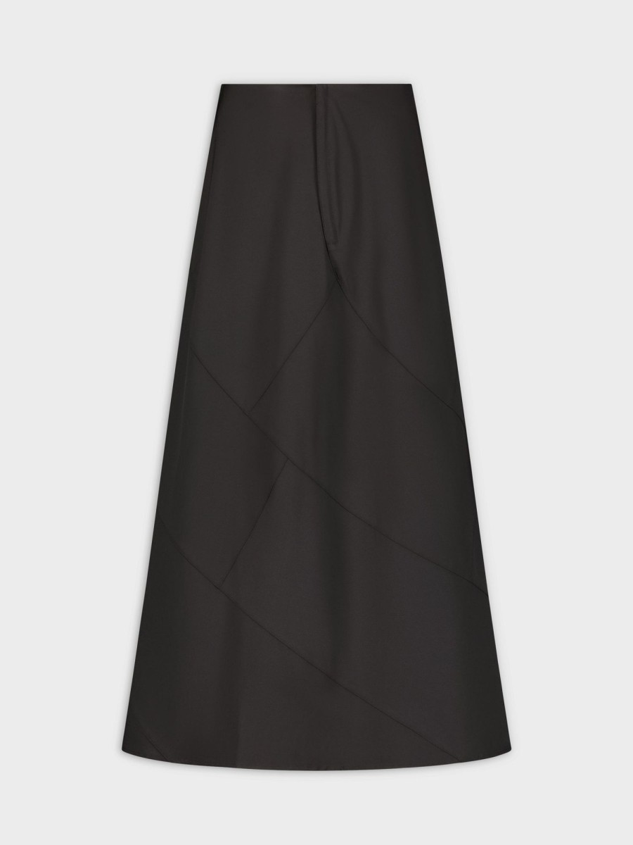 Wholesale Seamed A-Line Skirt-Black Skirts