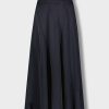 Hot Full Satin Skirt-Navy Skirts