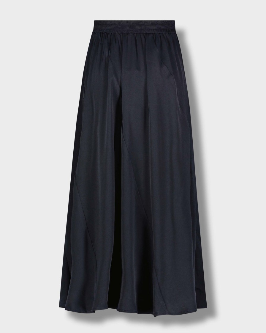 Hot Full Satin Skirt-Navy Skirts