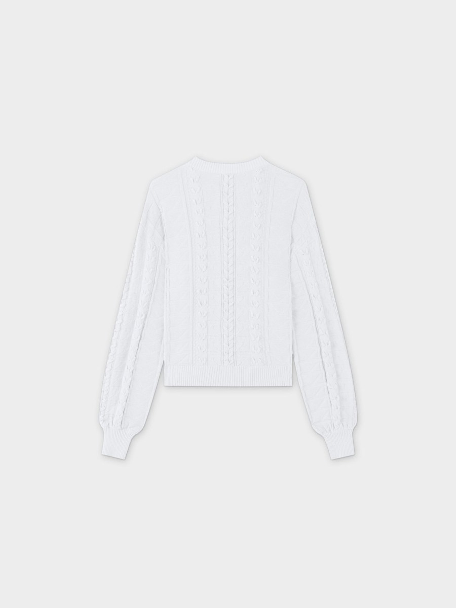 Hot Cross Stitch Sweater-White Tops