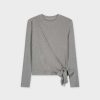 Best Ribbed Wrap Tee-Heather Grey Tops