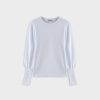 Clearance High Cuff Sweater-White Tops