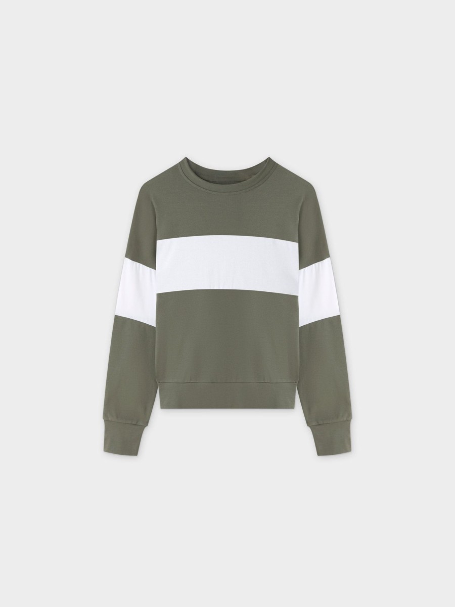 Best Wide Stripe Bomber-Green/White Tops