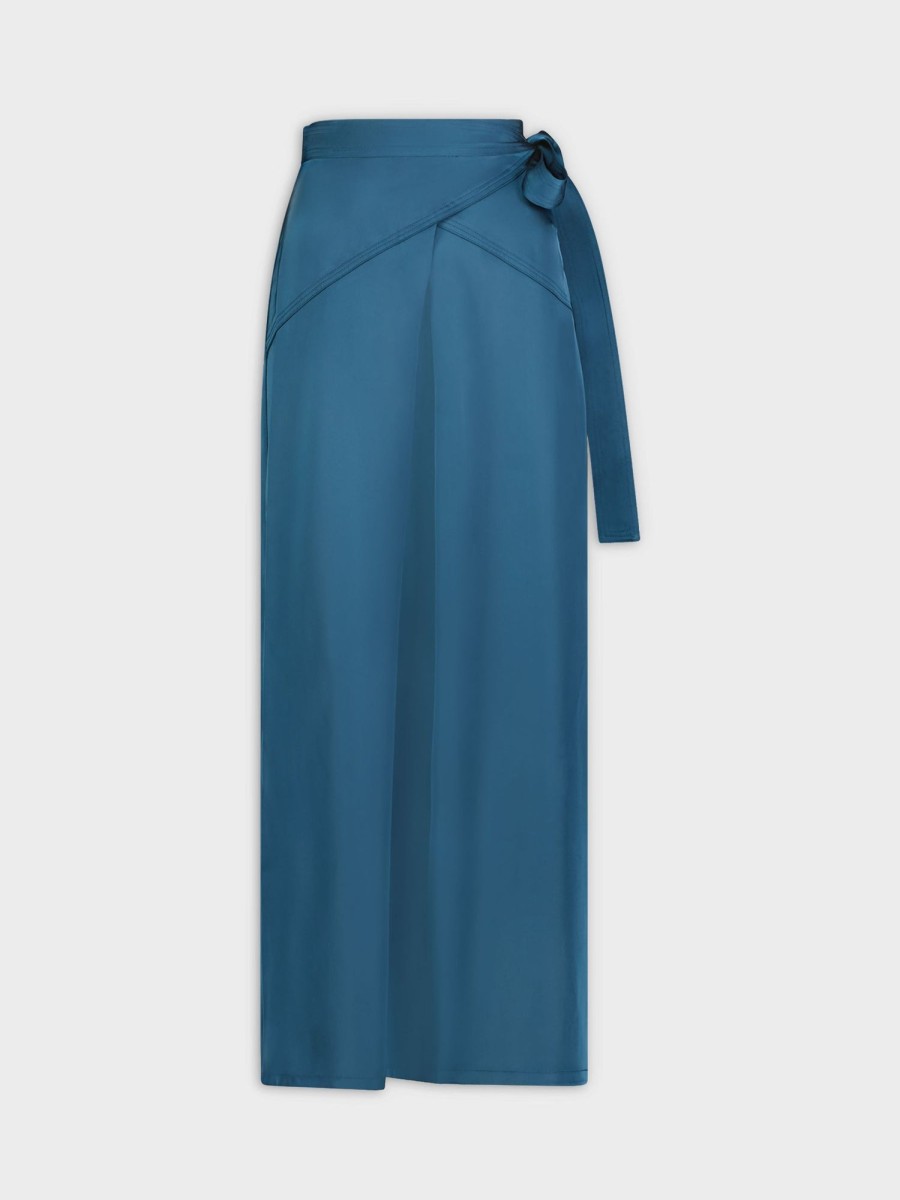 Wholesale Satin Wrap Skirt-Teal Sets