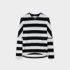 Hot Striped Dolman V Neck-Black/White Tees