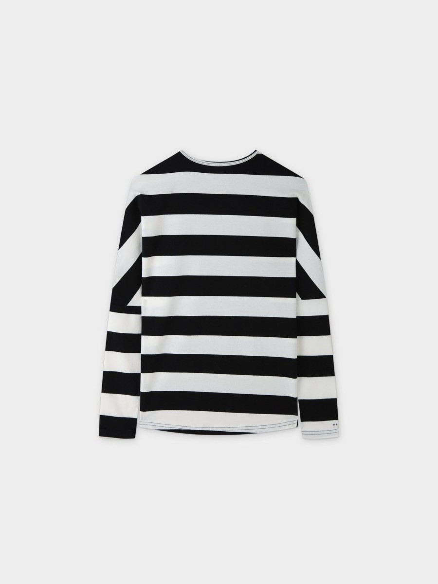 Hot Striped Dolman V Neck-Black/White Tees