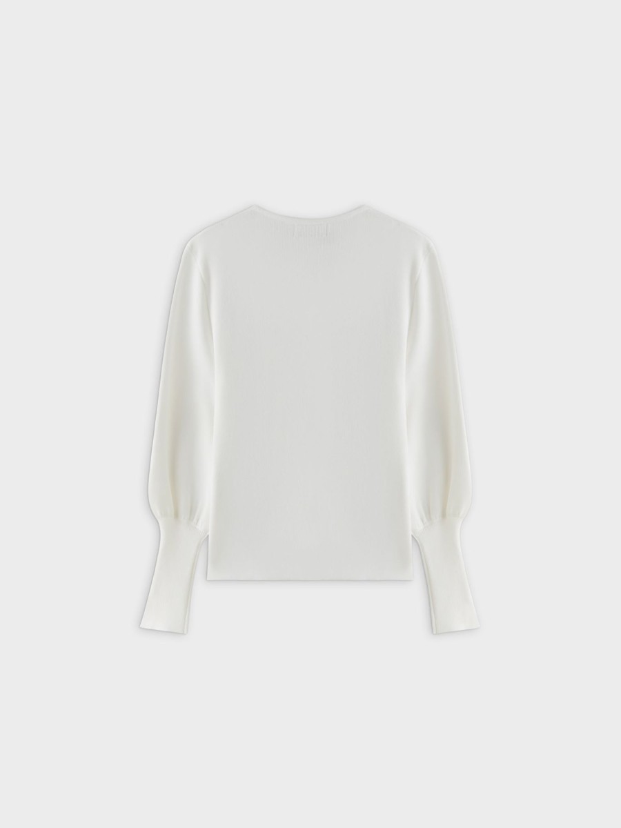 Clearance High Cuff Sweater-Cream Tops