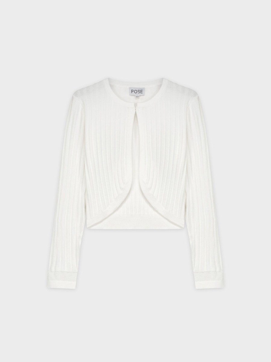 Best Ribbed Shrug-White Tops