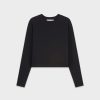 Wholesale Ribbed Band Sweater-Black Tops