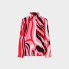 Wholesale Printed Turtleneck-Pink Swirl Tops