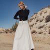 Wholesale Washed Seamed Denim Skirt-White Skirts