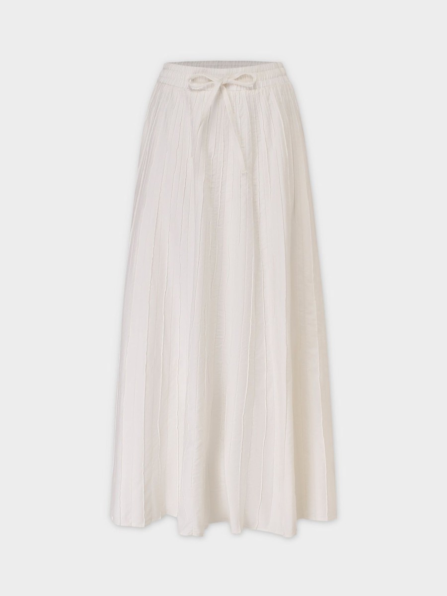 Wholesale Washed Seamed Denim Skirt-White Skirts