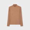 New Ribbed Turtleneck-Mocha Tops