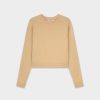 Hot Ribbed Band Sweater-Tan Tops