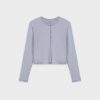 New Basic T-Shirt Cropped Cardigan-Light Blue Sets