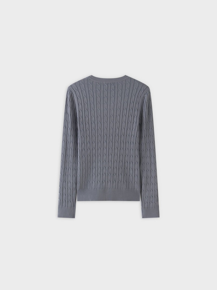 Best Knit Cable Sweater-Slate Blue Tops