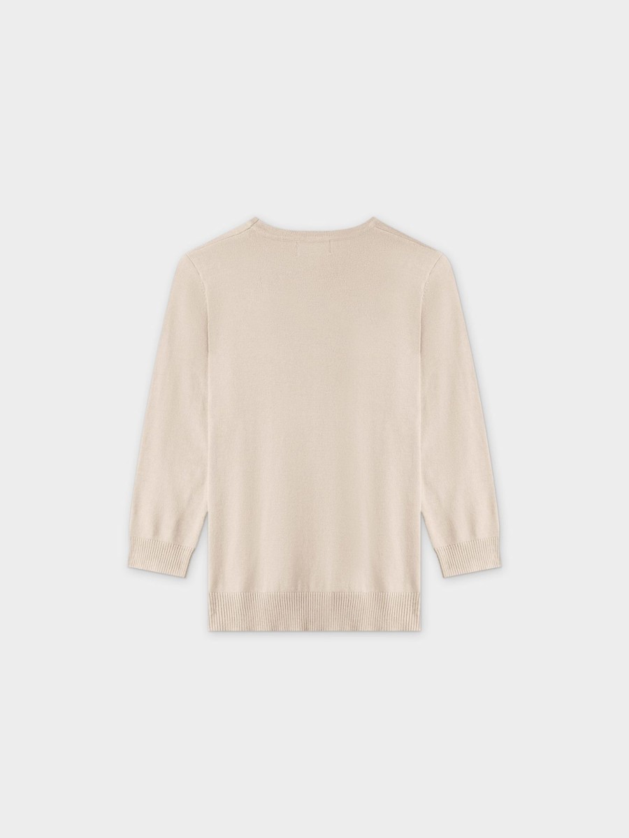 Hot Basic Crew Sweater 3Q-Ivory Tops