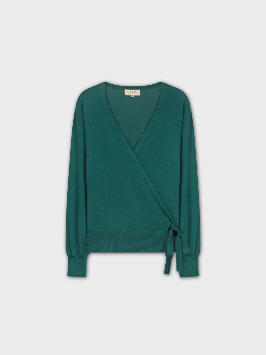 Hot Lightweight Wrap Sweater-Green Tops