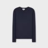 Wholesale Thin Knit Crew Sweater-Navy Tops