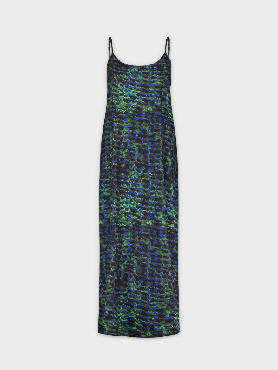 New Crew Neck Slip Dress-Green Forest Sets