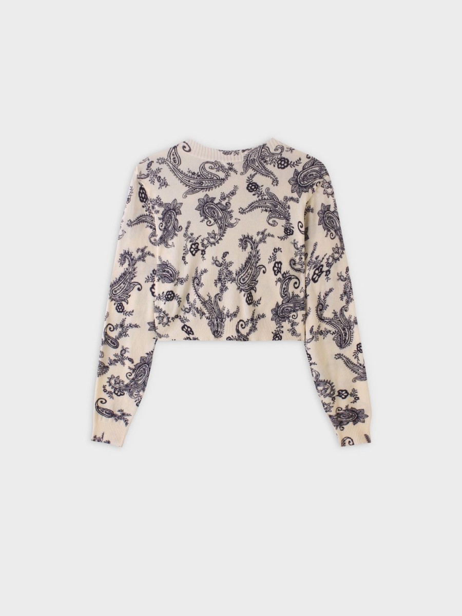 Clearance Printed Cardigan-Bone Paisley Tops