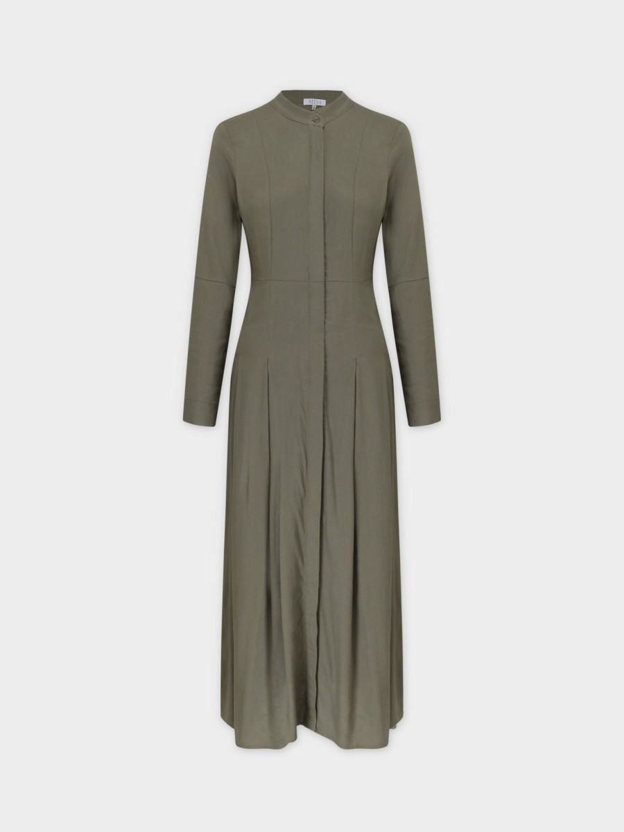 Online Linen Shirtdress-Sage Dresses