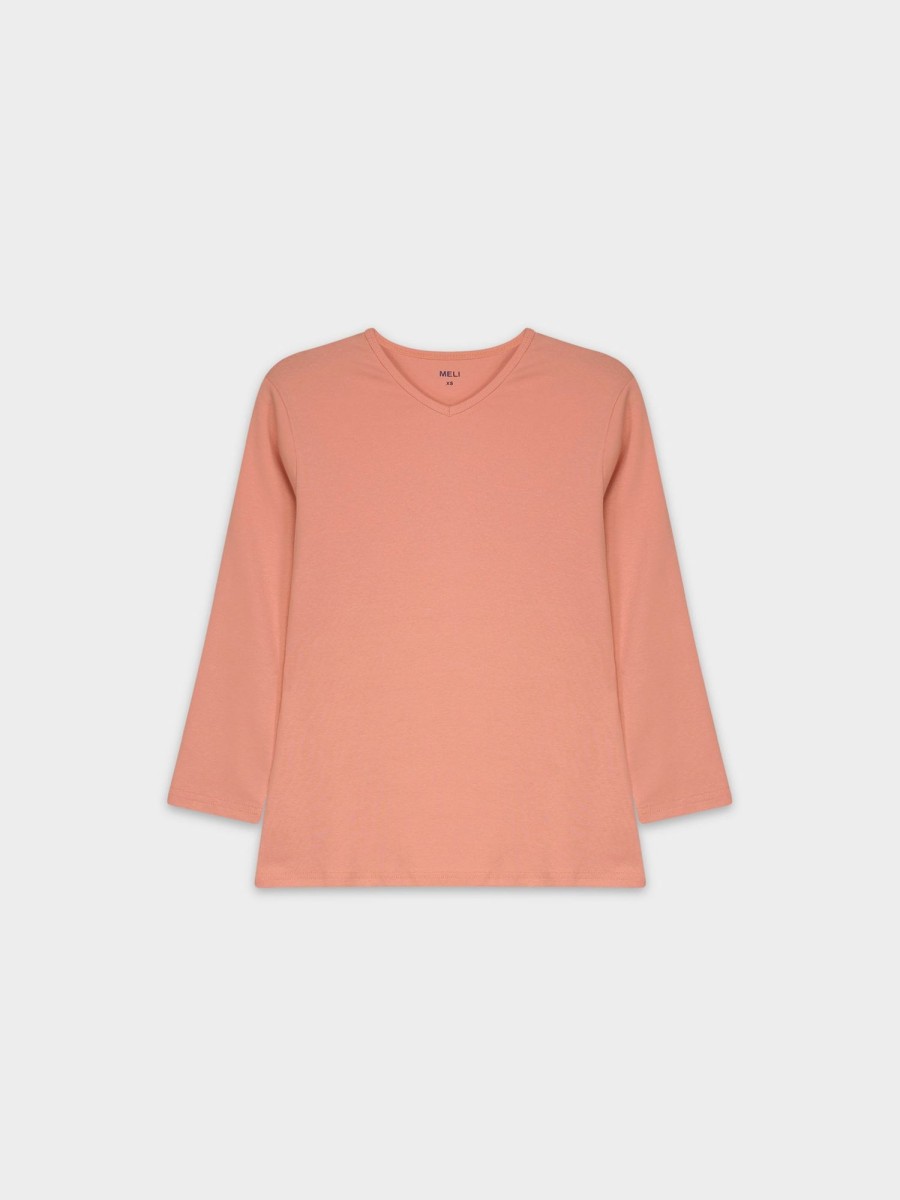 Hot Basic High V Tee 3Q-Peach Tees