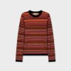 Online Multi Stripe Ribbed Sweater-Pink/Orange Black Tops