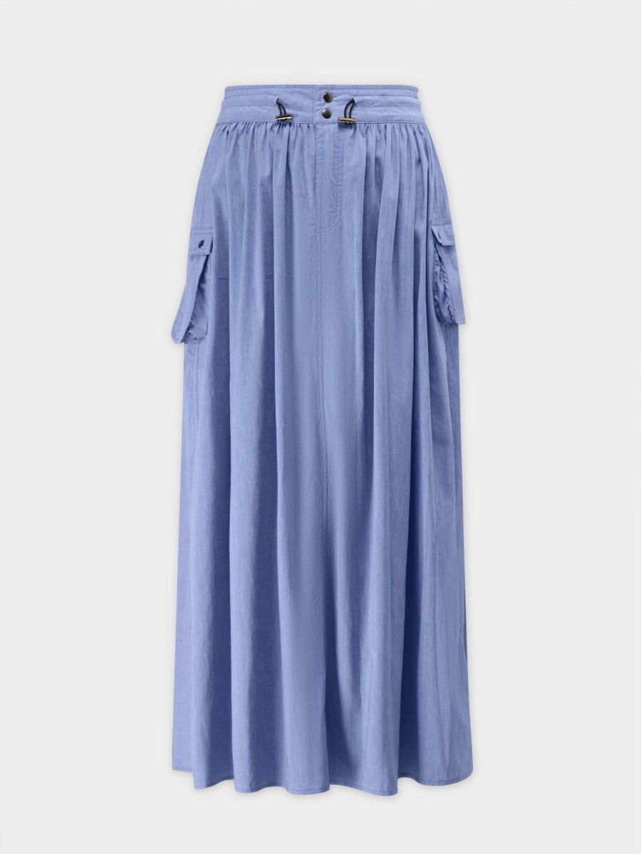 Clearance Waist Pull Skirt-Chambray Blue Skirts