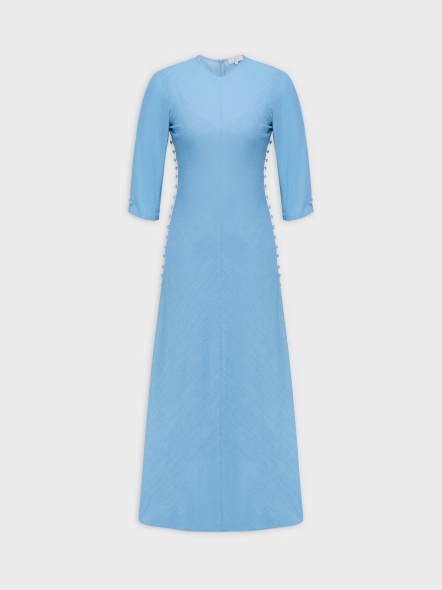 Wholesale Side Button Dress-Blue Dresses