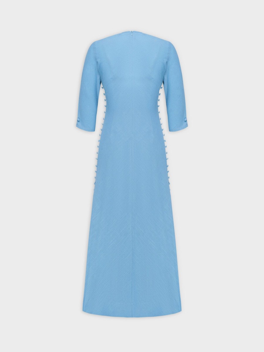 Wholesale Side Button Dress-Blue Dresses