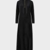 Best Velour Hoodie Maxi Dress (Long)-Black Dresses