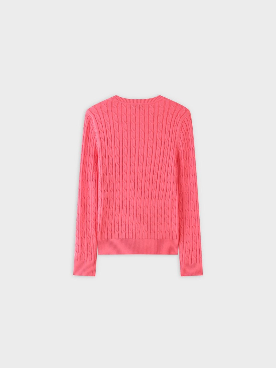 Wholesale Knit Cable Sweater-Salmon Tops