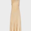 Hot Satin Slip Dress-Tan Dresses