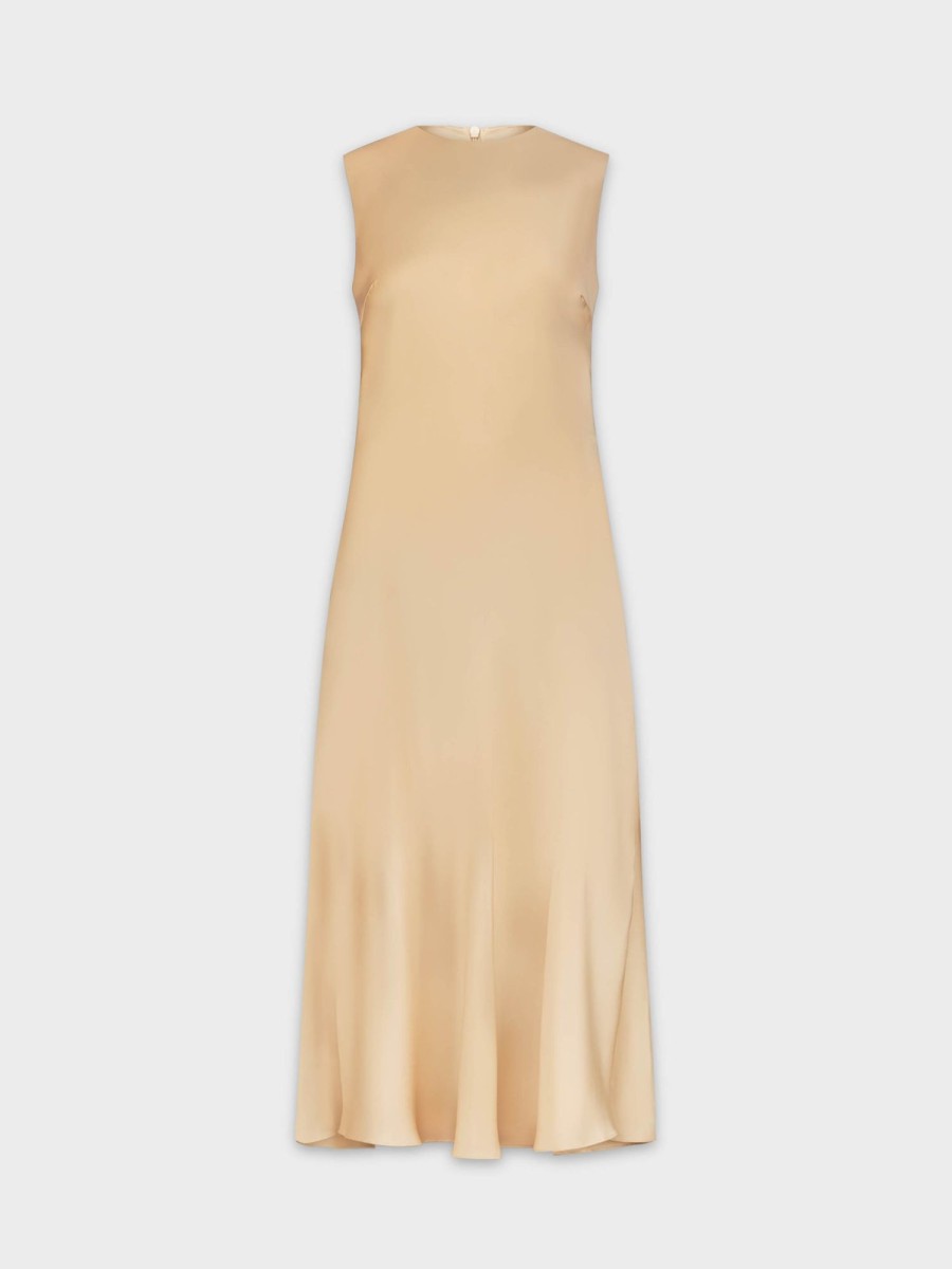 Hot Satin Slip Dress-Tan Dresses