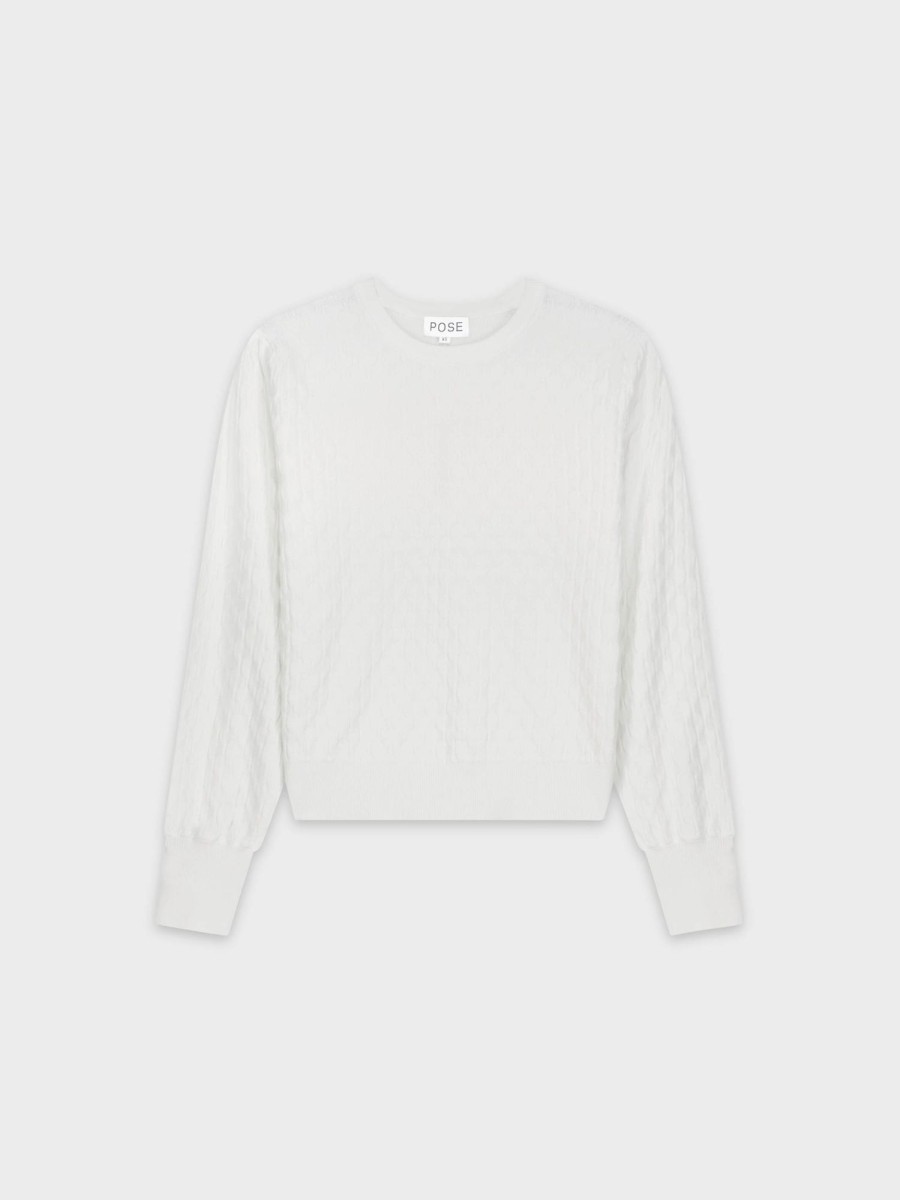 Clearance Octagon Design Sweater-White Tops